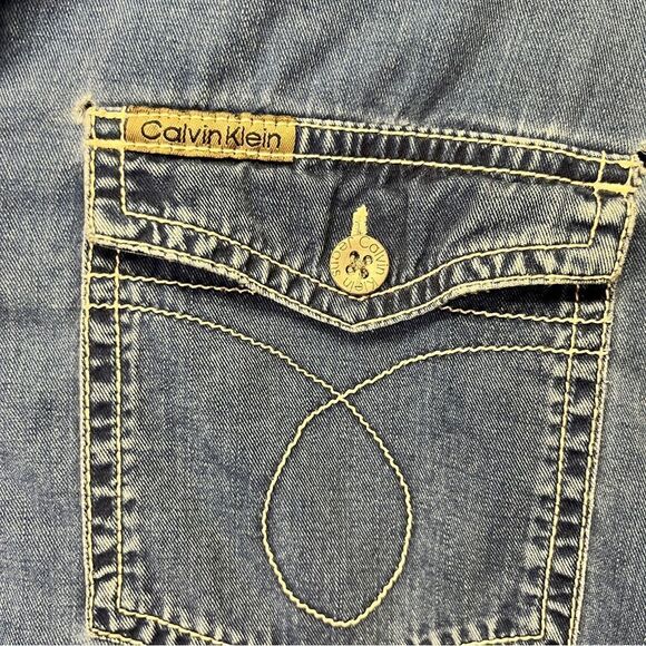 CK Calvin Klein Denim Button Up Shirt Blue Vintage 90s size L 100% Cotton - Picture 3 of 10